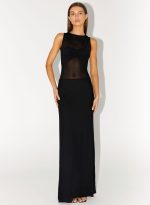 lyria Mesh Maxi Dress - Black - 图片 6