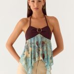 Lyrica Halter Top - Aqua Blur