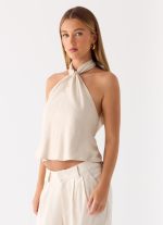 Maddox Linen Top - Oat - 图片 3