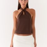 Maddox Scarf Top - Chocolate