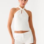Maddox Scarf Top - White