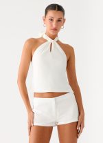 Maddox Scarf Top - White
