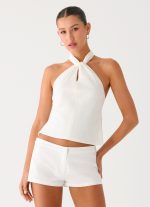 Maddox Scarf Top - White - 图片 5