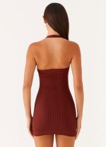 Magda Ribbed Mini Dress - Brown - 图片 4