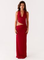 Main Act Halter Maxi Dress - Raspberry - 图片 3