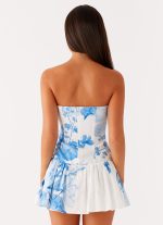 Mario Mini Dress - Blue Floral Print - 图片 4