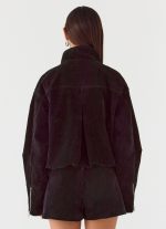 Marlow Faux Suede Jacket - Black - 图片 3