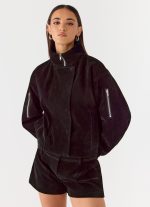 Marlow Faux Suede Jacket - Black - 图片 4