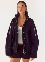 Marlow Faux Suede Jacket - Black - 图片 5