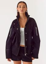 Marlow Faux Suede Jacket - Black - 图片 6