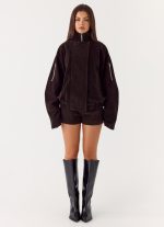 Marlow Faux Suede Jacket - Chocolate - 图片 2