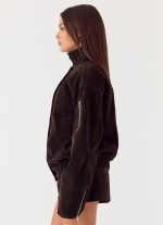 Marlow Faux Suede Jacket - Chocolate - 图片 3
