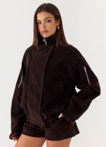 Marlow Faux Suede Jacket - Chocolate - 图片 5