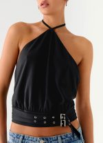 Mason Halter Neck Top - Black - 图片 5