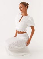 Megan Balloon Sleeve Top - White - 图片 6