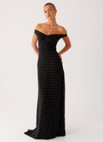 Melany Maxi Dress - Black Polka Dot - 图片 4