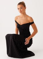 Melany Maxi Dress - Black Polka Dot - 图片 6