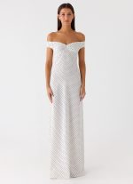 Melany Maxi Dress - White Polkadot - 图片 3