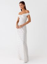 Melany Maxi Dress - White Polkadot - 图片 4