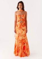 Melrose Satin Chiffon Maxi Dress - Sunset Floral - 图片 4