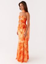 Melrose Satin Chiffon Maxi Dress - Sunset Floral - 图片 5