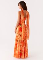 Melrose Satin Chiffon Maxi Dress - Sunset Floral - 图片 6