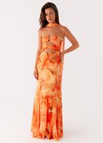 Melrose Satin Chiffon Maxi Dress - Sunset Floral - 图片 7