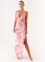Micca Halter Maxi Dress - Pink Floral Print - 图片 5