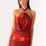 Midnight Ember Mini Dress - Scarlet Blur