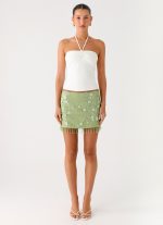 Midnight Tide Tie Side Mini Skirt - Green - 图片 5