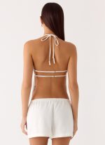 Millo Linen Tie Halter Top - Ivory - 图片 3