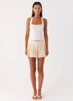 Oliviana Pleated Mini Skort - Taupe Stripe - 图片 2