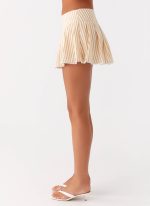 Oliviana Pleated Mini Skort - Taupe Stripe - 图片 3