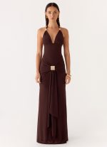 Miyah Halter Hardware Maxi Dress - Chocolate - 图片 2