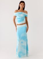 Moka Off Shoulder Top - Blooming Blue - 图片 6