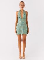 Monet Beaded Mini Dress - Mint - 图片 4
