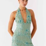 Monet Beaded Mini Dress - Mint