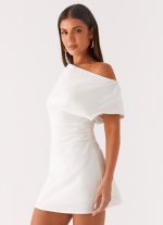Moonlight Oasis Asymmetrical Cotton Mini Dress - Off White - 图片 3