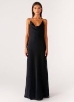 Morning Crush Cowl Maxi Dress - Black