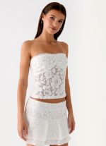 Moroder Strapless Lace Top - Cream - 图片 5