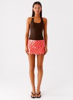 Movie Star Mini Skirt - Mandarin Red - 图片 3