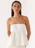 Nathan Denim Top - White - 图片 5