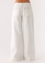 Neo Low Rise Wide Leg Denim Jeans - Ivory - 图片 4