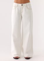 Neo Low Rise Wide Leg Denim Jeans - Ivory