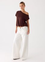 Neo Low Rise Wide Leg Denim Jeans - Ivory - 图片 6