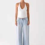 Neo Low Rise Wide Leg Denim Jeans - Light Blue Wash