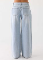 Neo Low Rise Wide Leg Denim Jeans - Light Blue Wash - 图片 3