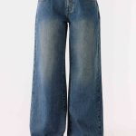 Neo Low Rise Wide Leg Denim Jeans - Vintage Blue Bleach Wash
