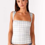 No Drama Strap Top - Grey Check