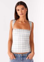 No Drama Strap Top - Grey Check
